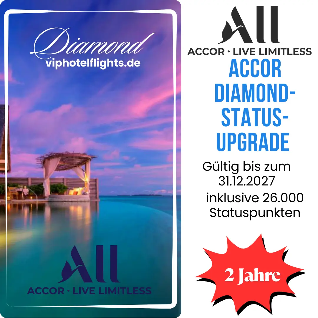 Accor Diamond-Status für 2 Jahre inklusive 26.000 Statuspunkten 1 Accor Diamond-Status für 2 Jahre inklusive 26.000 Statuspunkten