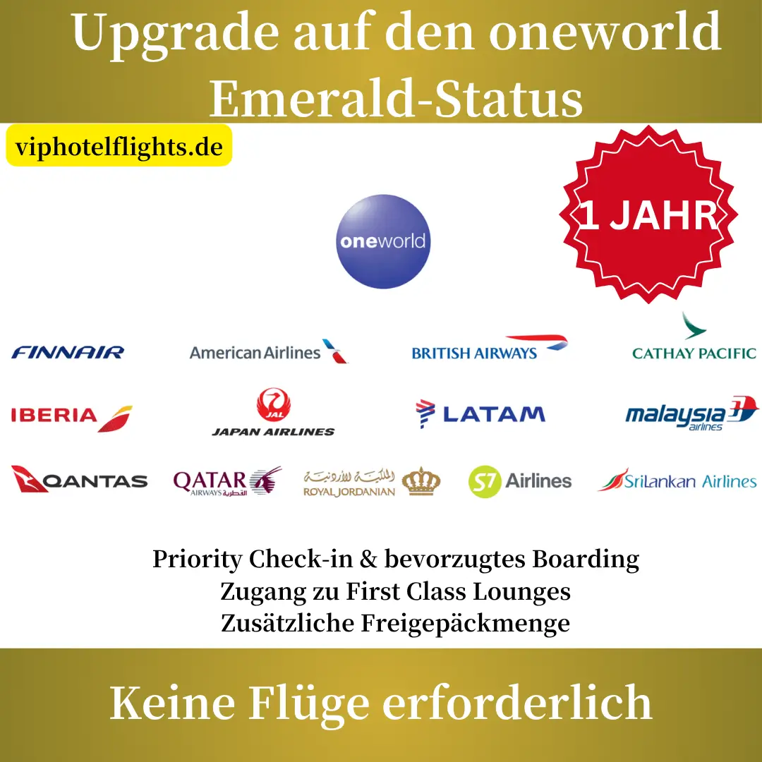 oneworld Emerald-Status für 1 Jahr sichern – ganz ohne Flüge 1 oneworld Emerald-Status für 1 Jahr sichern – ganz ohne Flüge