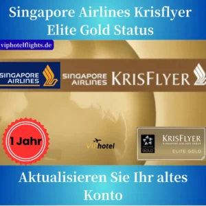 Singapore Airlines KrisFlyer Elite Gold Status Upgrade für 1 Jahr – Buchung erforderlich
